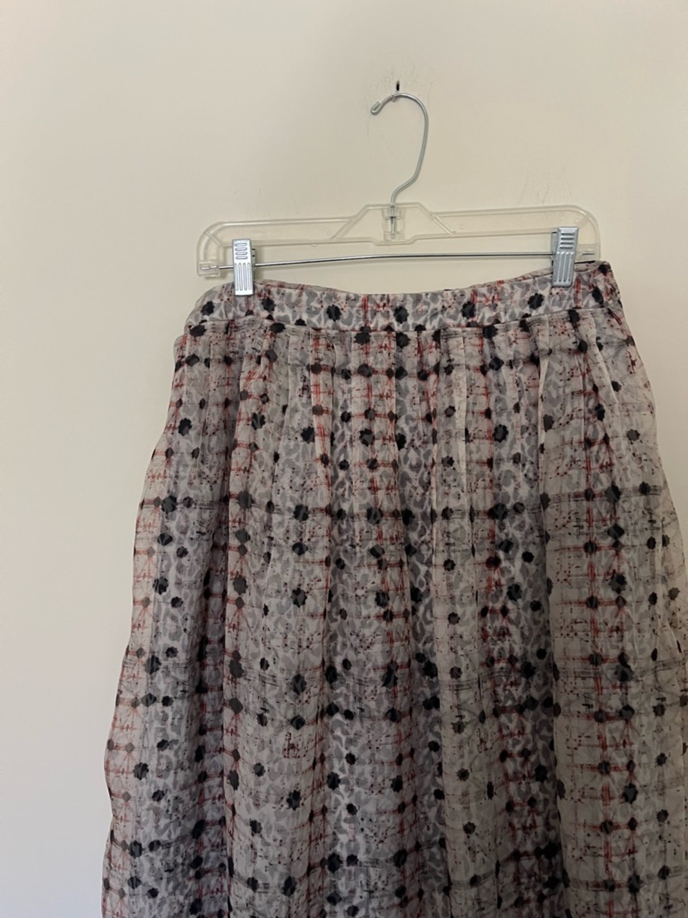 Theyskens Theory Geometric Leopard Print 100 Silk Maxi Layered Semi-Sheer Skirt - Picture 9 of 13